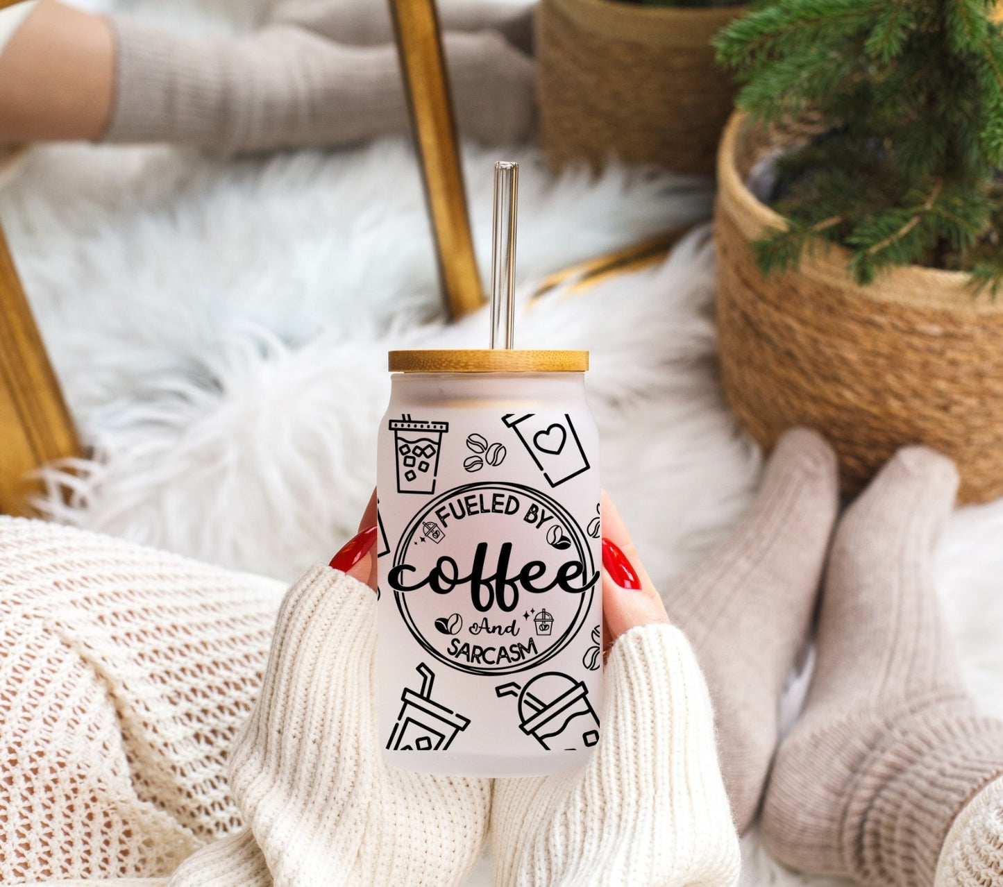 Fueled By Coffee & Sarcasm - Frosted Libbey Tumbler