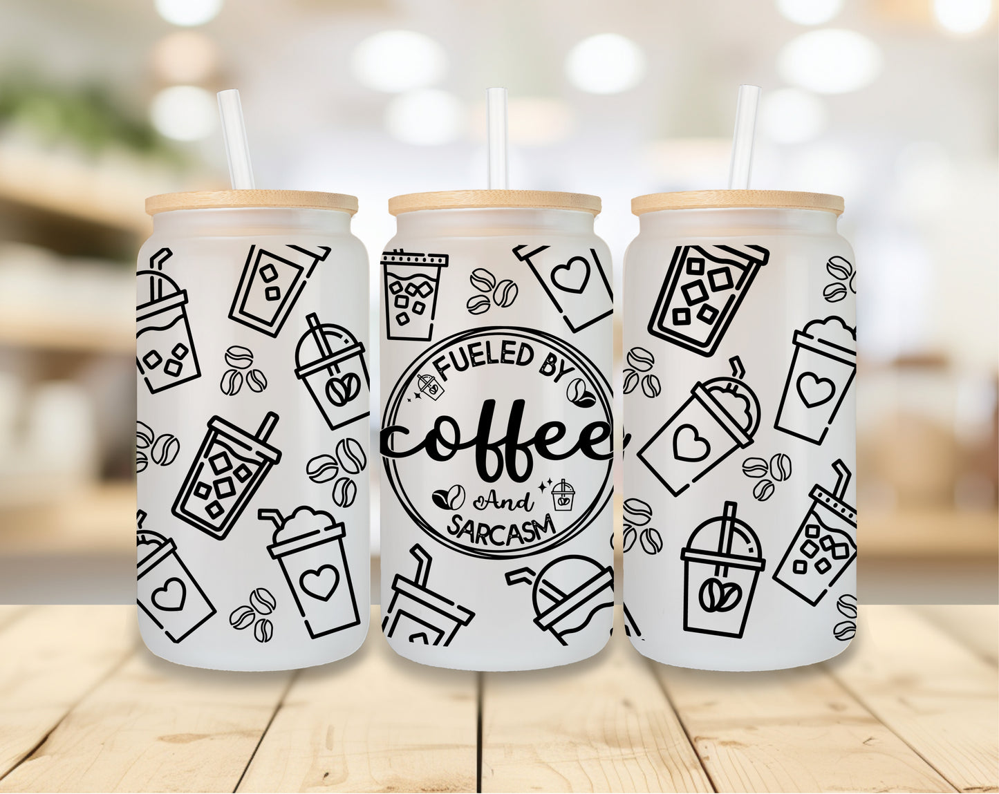 Fueled By Coffee & Sarcasm - Frosted Libbey Tumbler