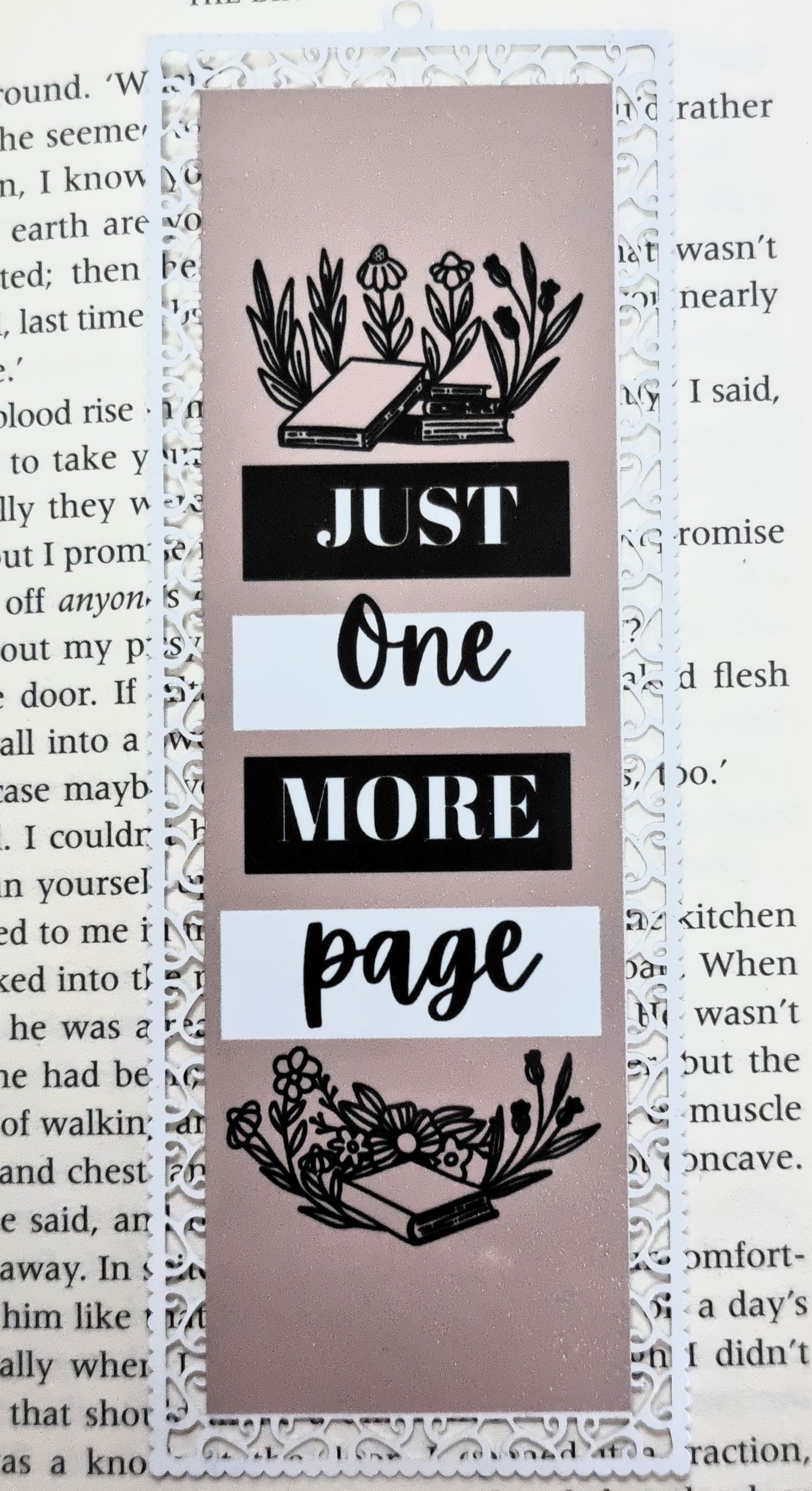 Just One More Page - Aluminium Bookmark