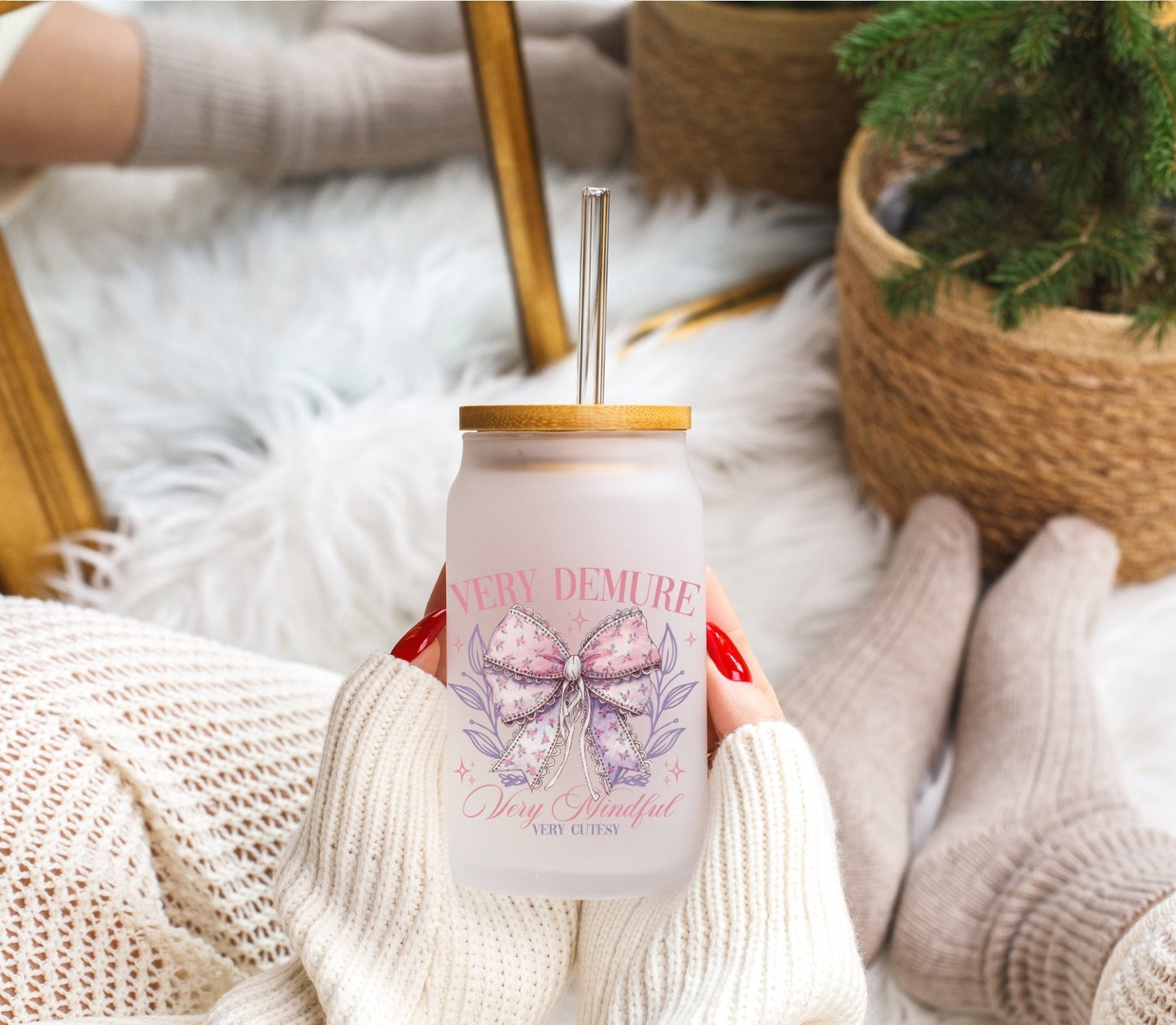 Very Demure, Very Mindful, Very Cutesy - Frosted Libbey Tumbler