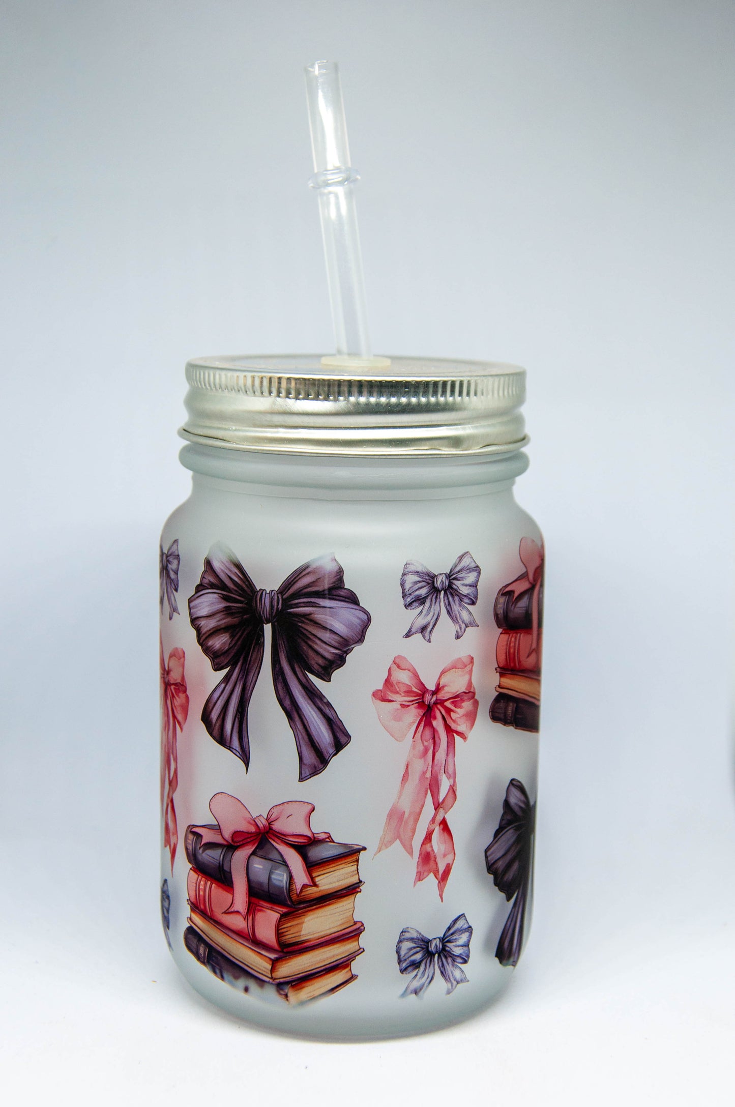 Books & Bows - Frosted Mason Tumbler