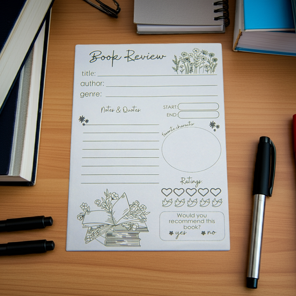 Book Review Sticky Notepad - White