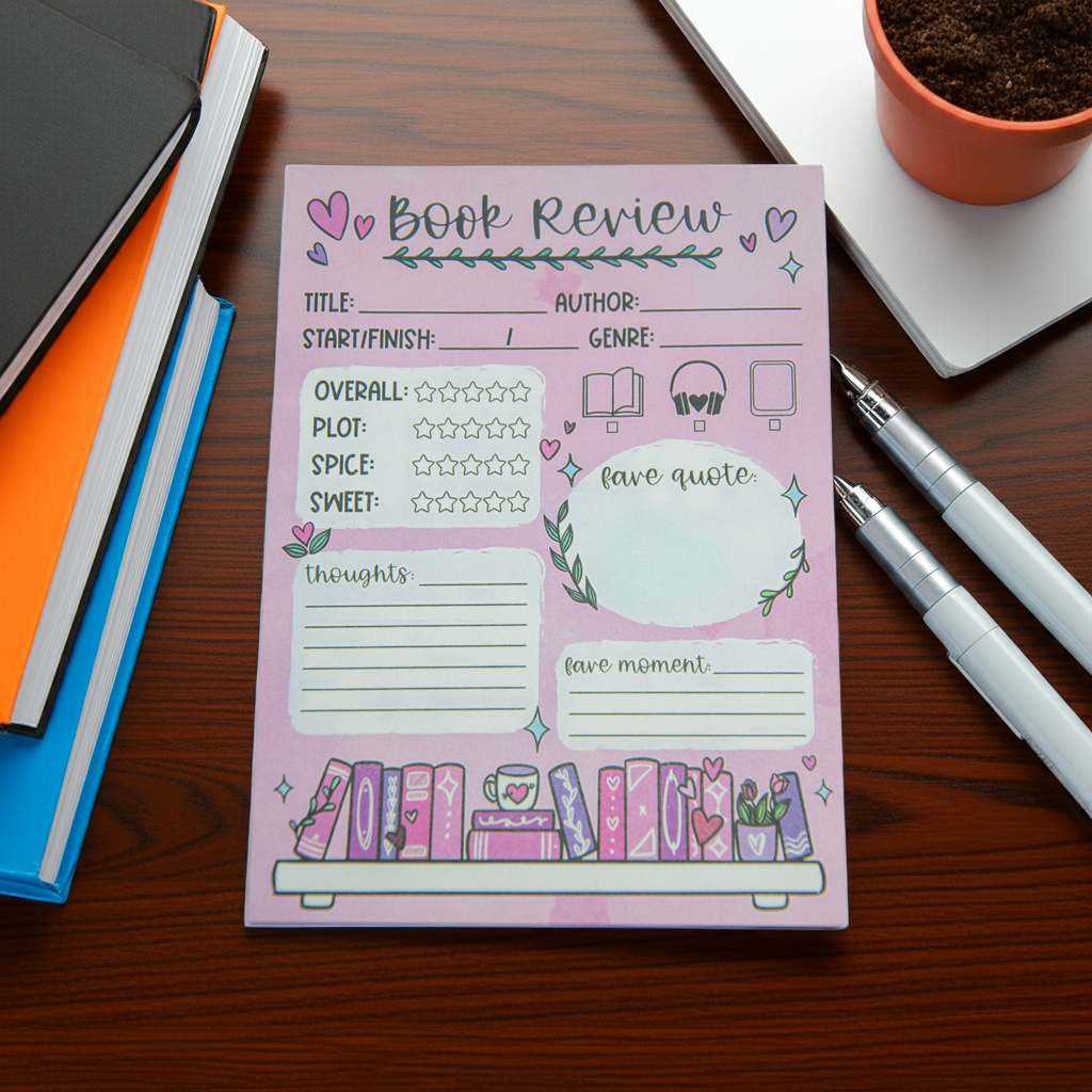 Book Review Sticky Notepad - Pink