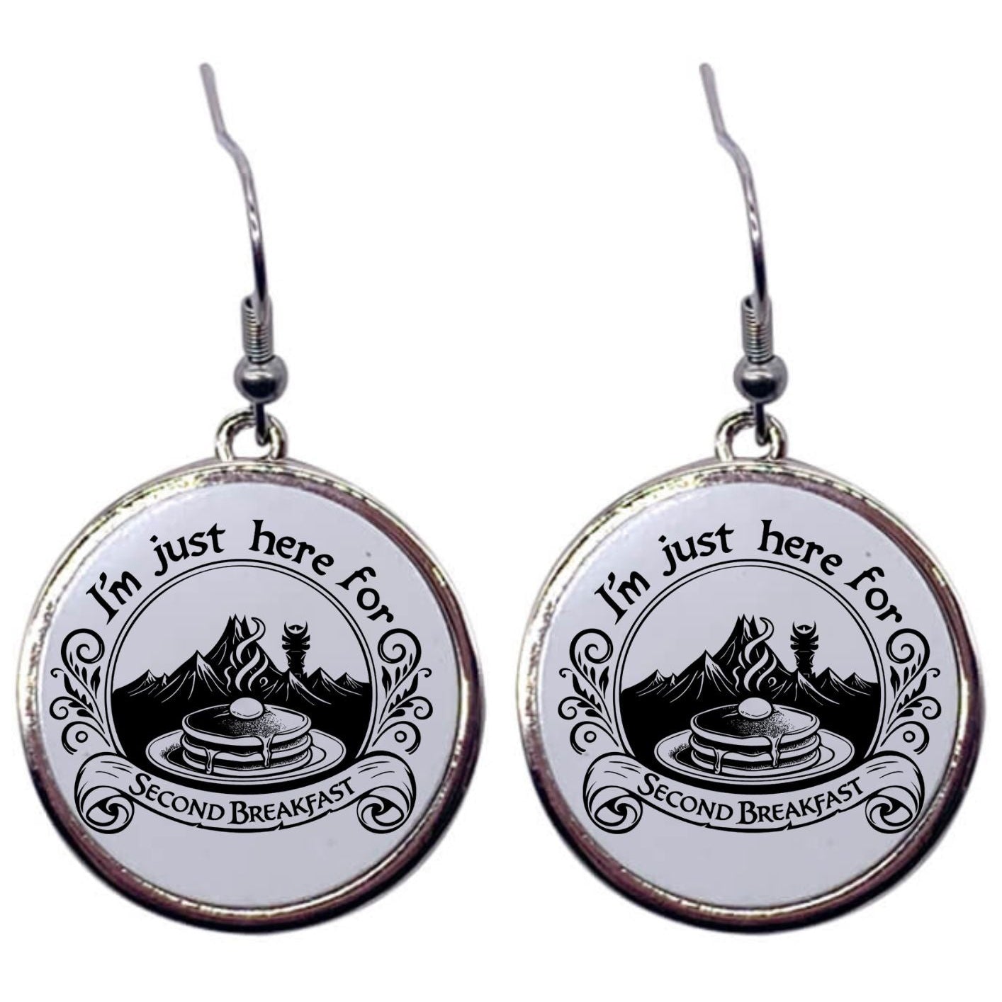 I'm Just Here For Second Breakfast - Round Drop Earrings