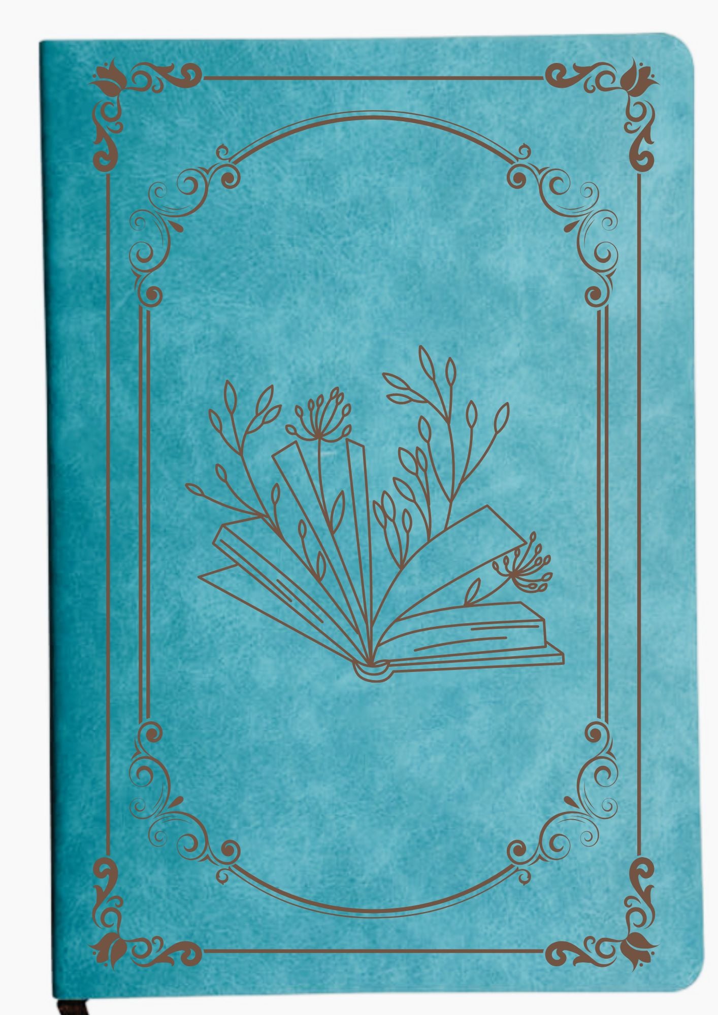Open Floral Book - Engraved PU Notebook