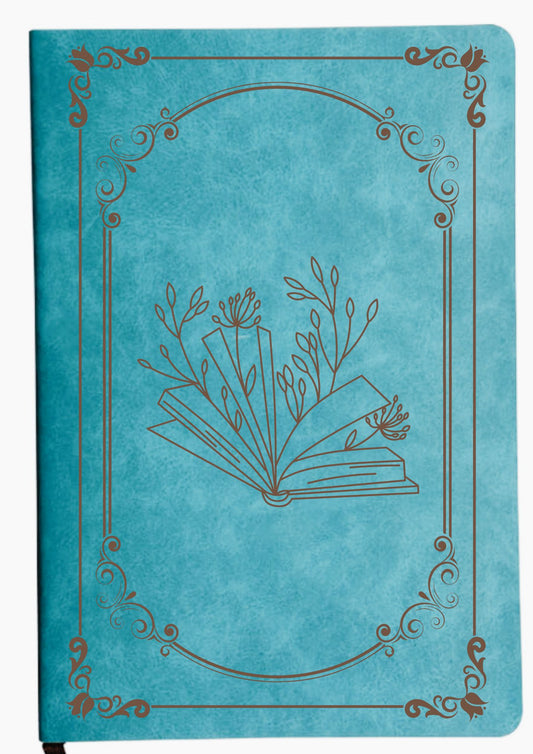 Open Floral Book - Engraved PU Notebook