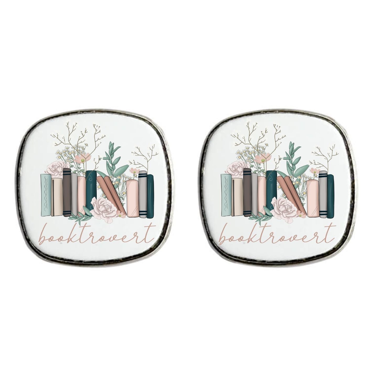 Booktrovert - Square Stud Earrings
