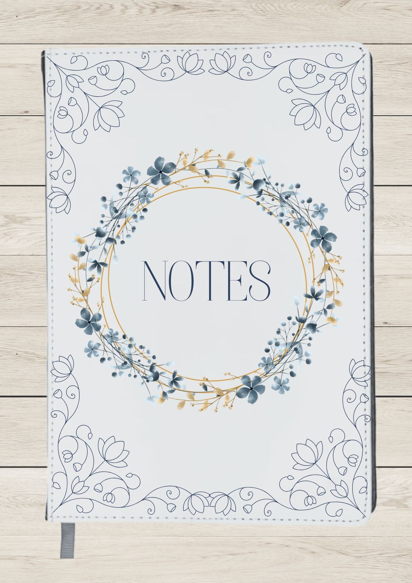 Blue Floral Wreath - Notebook