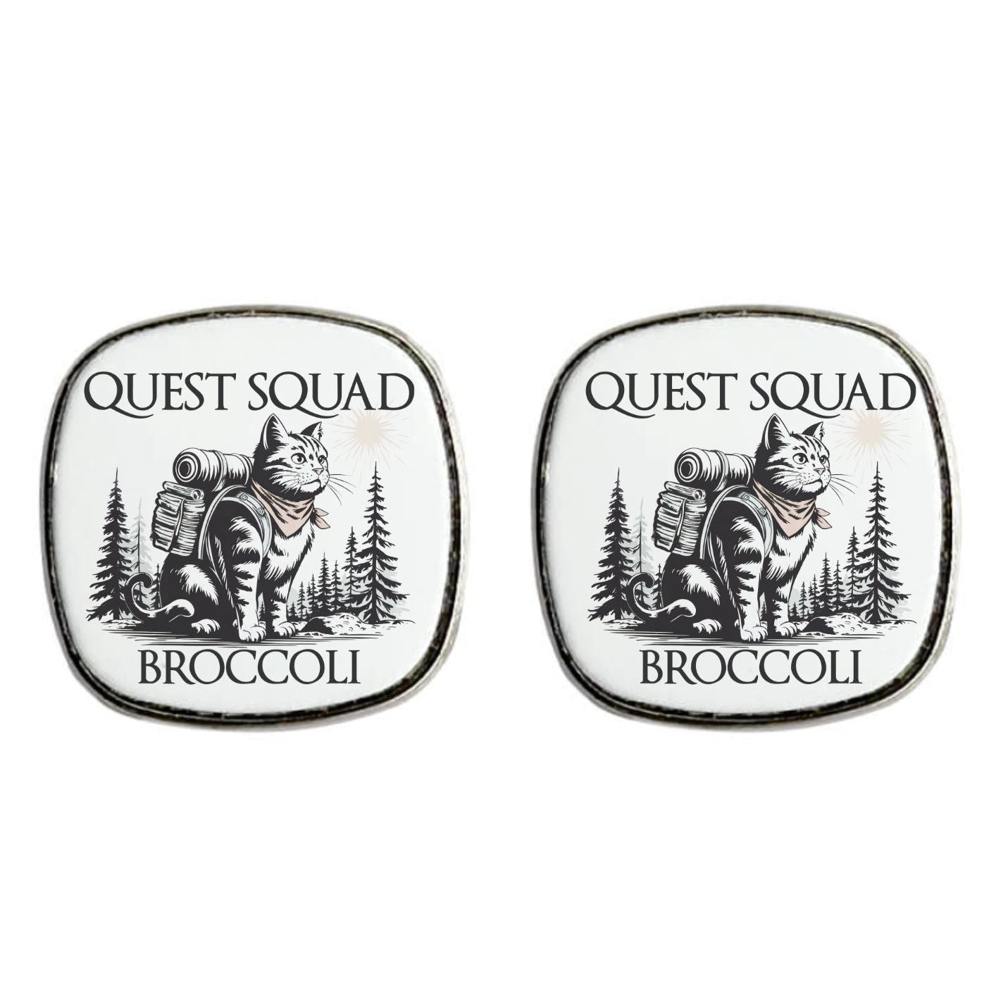 Quest Squad, Broccoli - Square Stud Earrings