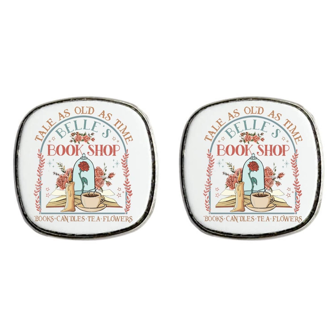 Belle's Bookshop - Square Stud Earrings