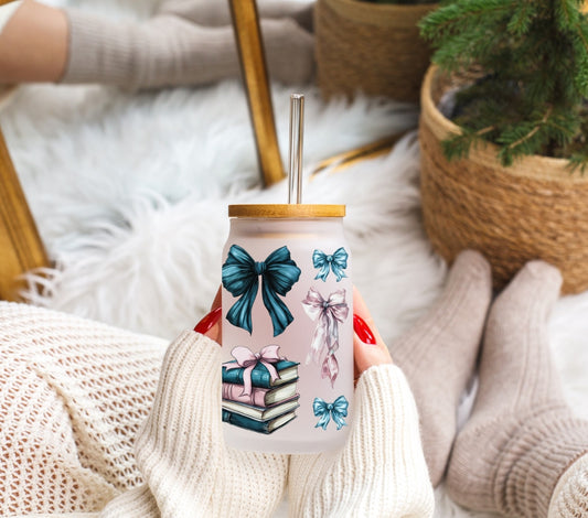 Books & Bow - Frosted Libbey Tumbler