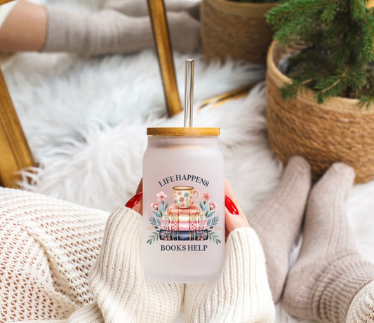 Life Happens, Books Help - Frosted Libbey Tumbler