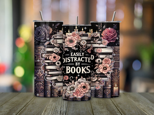 Easily Distracted By Books - 20 oz Skinny Tumbler