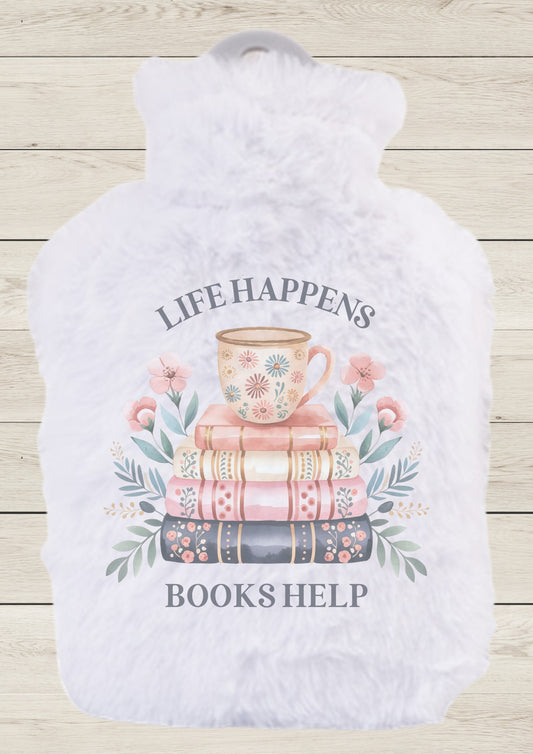 Life Happens Books Help - Mini Hot Water Bottle