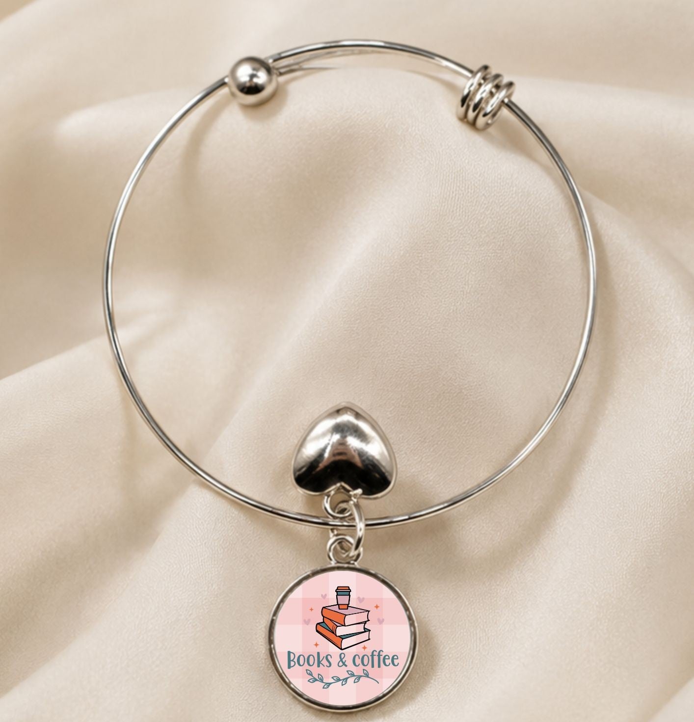 Books & Coffee- Charm Bangle