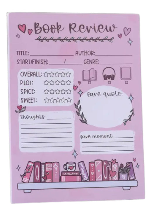 Book Review Sticky Notepad - Pink