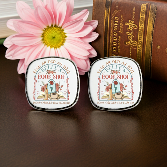 Belle's Bookshop - Square Stud Earrings