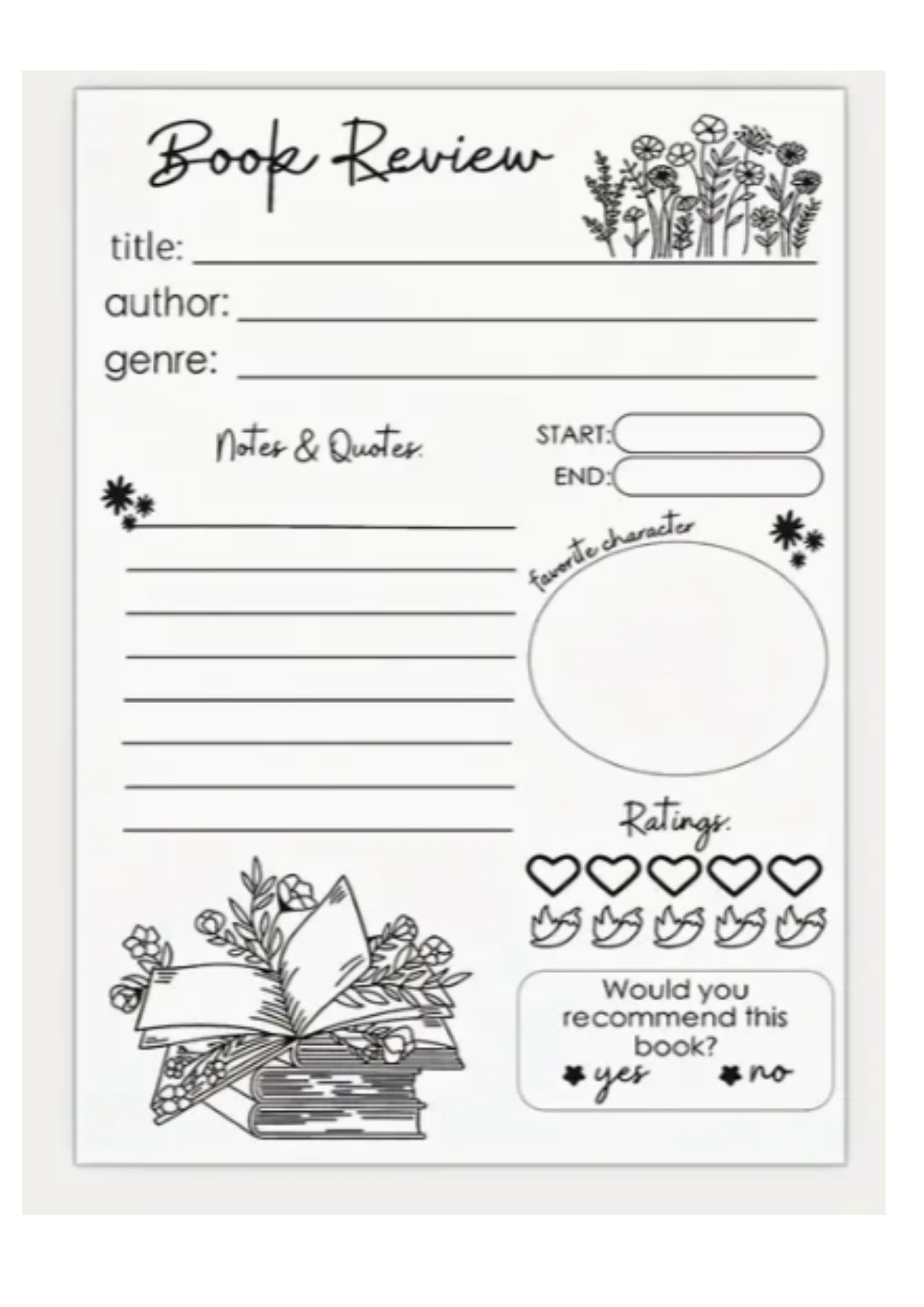 Book Review Sticky Notepad - White
