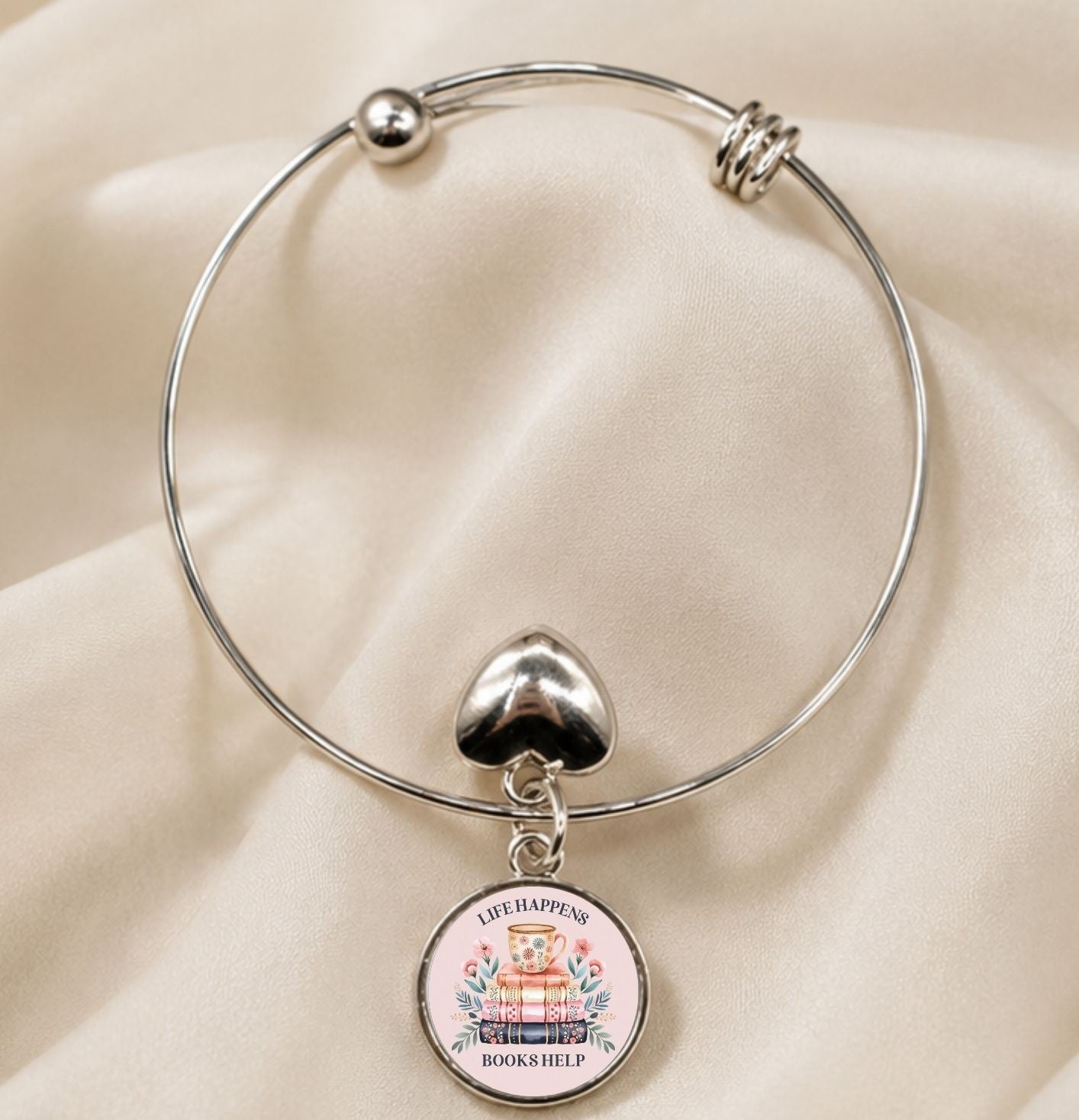 Life Happens, Books Help - Charm Bangle