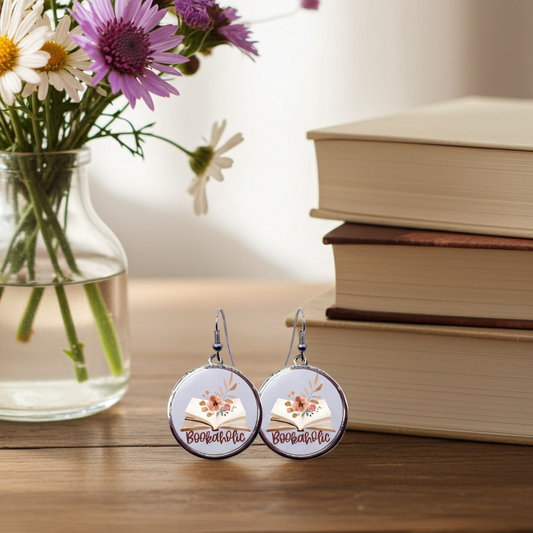 Bookaholic - Round Drop Earrings