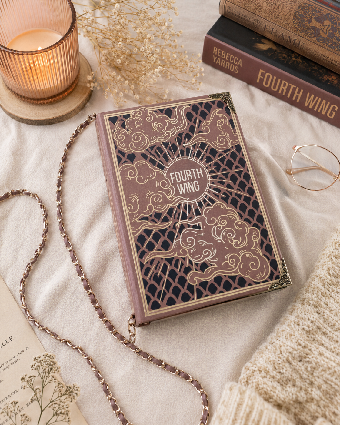 Fourth Wing Book-Shaped Handbag
