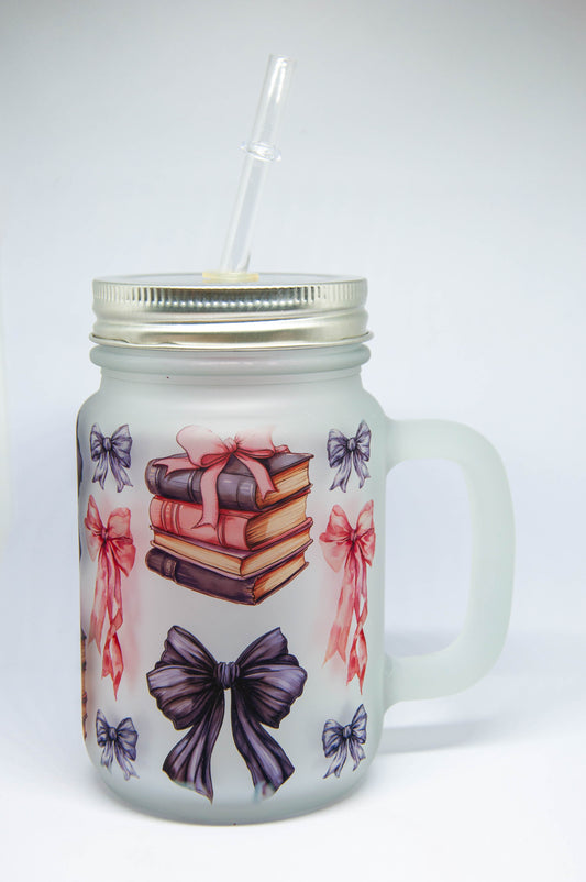 Books & Bows - Frosted Mason Tumbler
