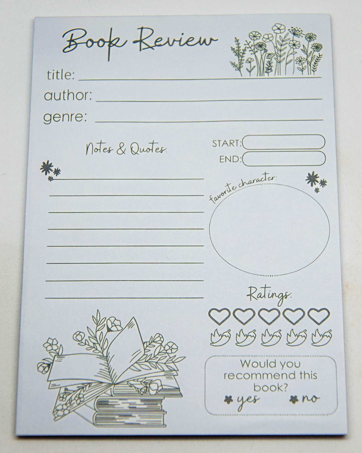Book Review Sticky Notepad - White