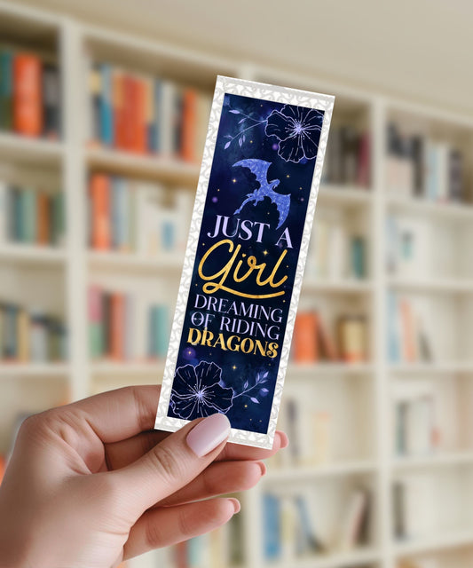 Just A Girl Dreaming Of Riding Dragons - Aluminium Bookmark