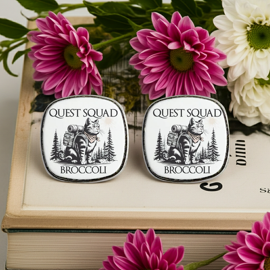 Quest Squad, Broccoli - Square Stud Earrings