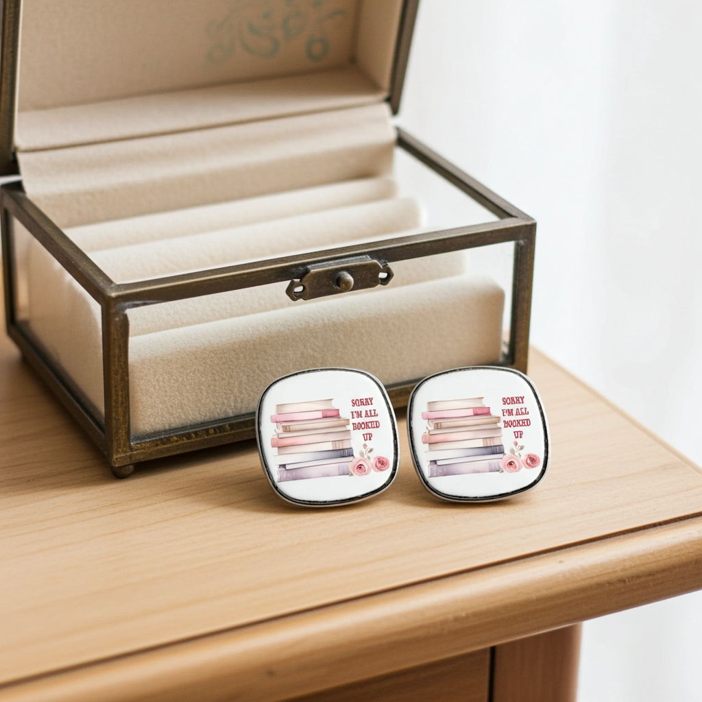 All Booked Up - Square Stud Earrings