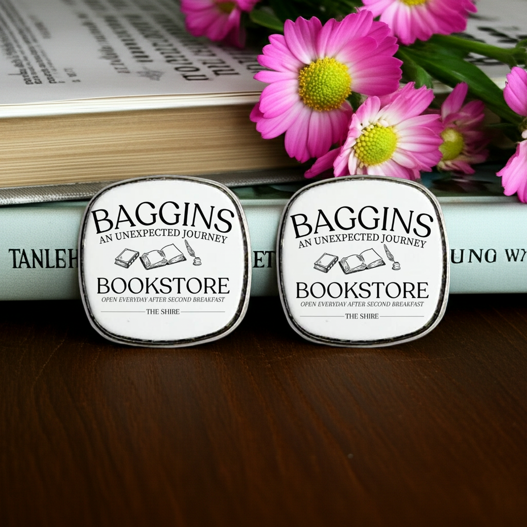 Baggins Bookstore - Square Stud Earrings
