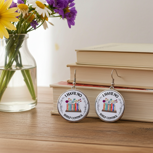 I Have No Shelf Control - Round Drop Earrings